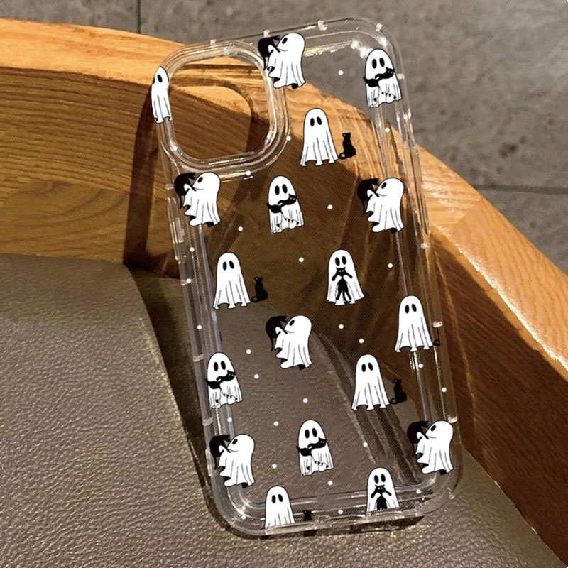 Phone Case Clear - Western Halloween Cowboy Ghost & Flowers